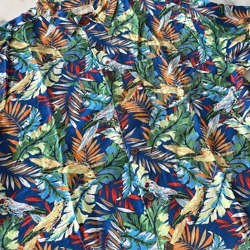 Ocean & Coast Tropical Floral Short Sleeve Button Down Mens Large
